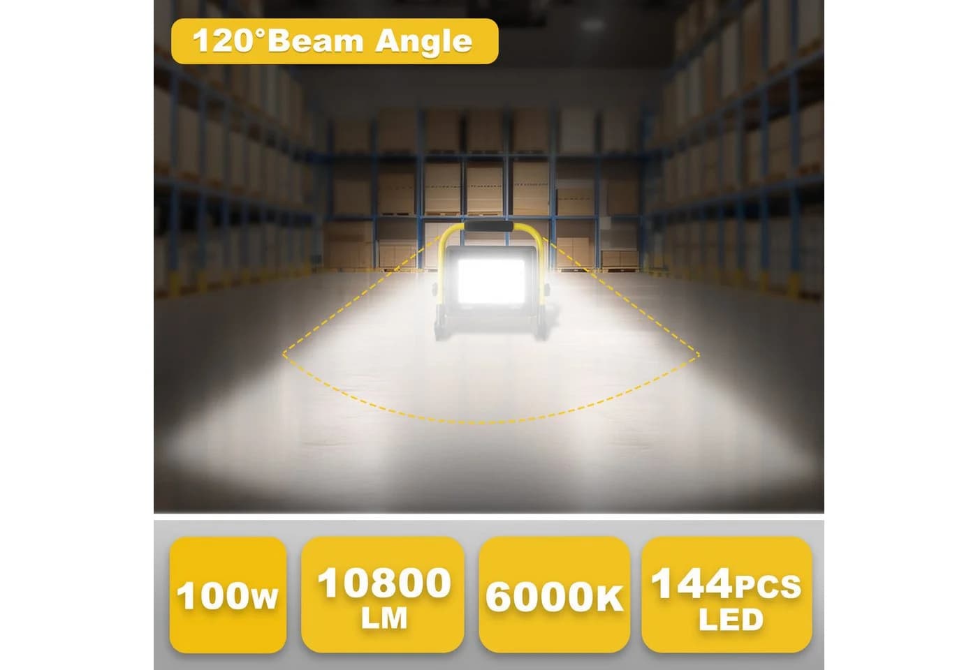 POPOLIC LED Baustrahler 100W 10800lm IP66 Aluminium Tragbar