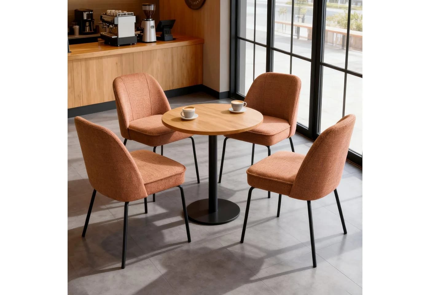 JYMTOM Esszimmerstuhl Samt Orange 2er Set mit Federkissen - Bild 4