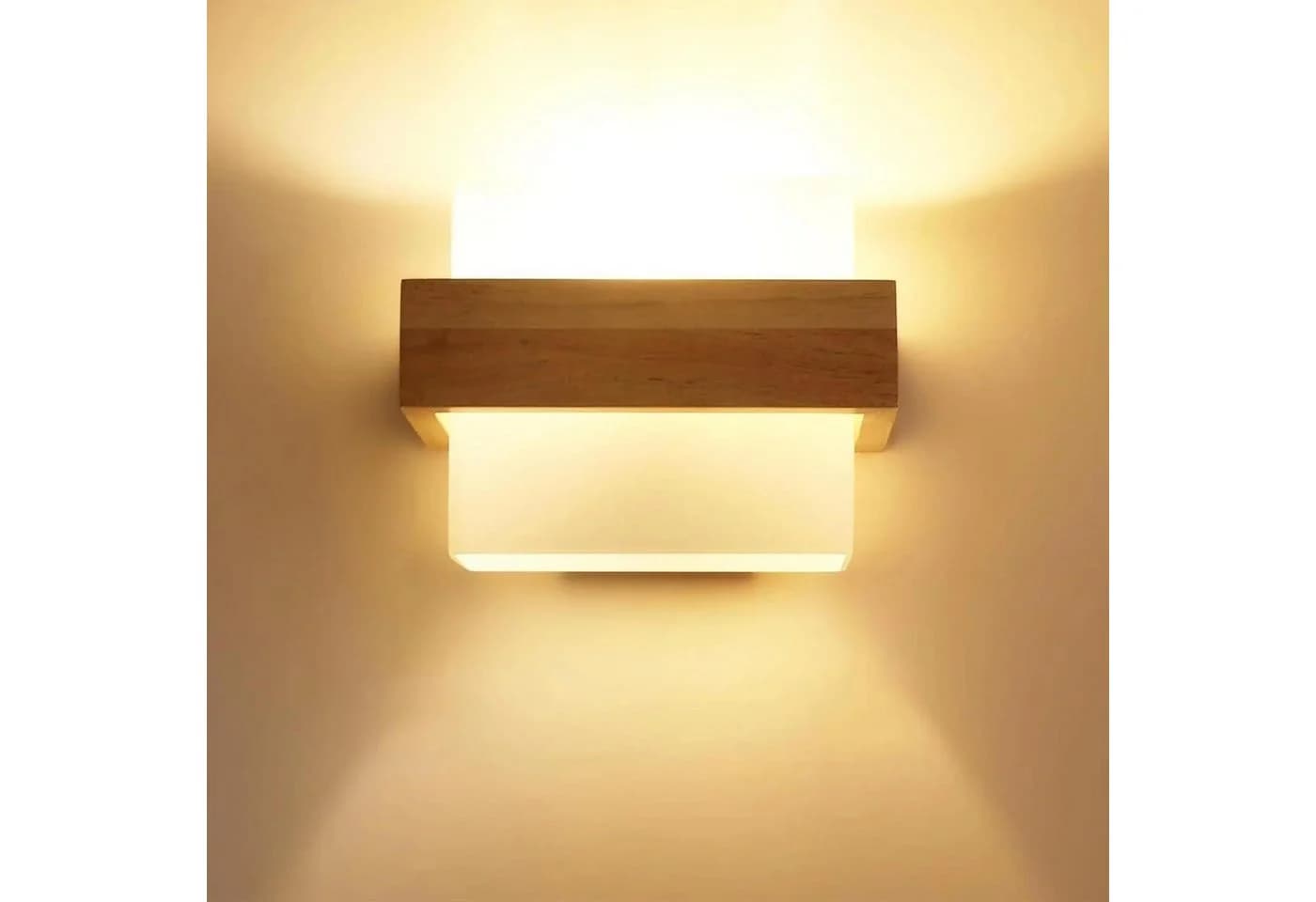 Skandinavische Wandlampe aus Massivholz und Glas - Bild 2