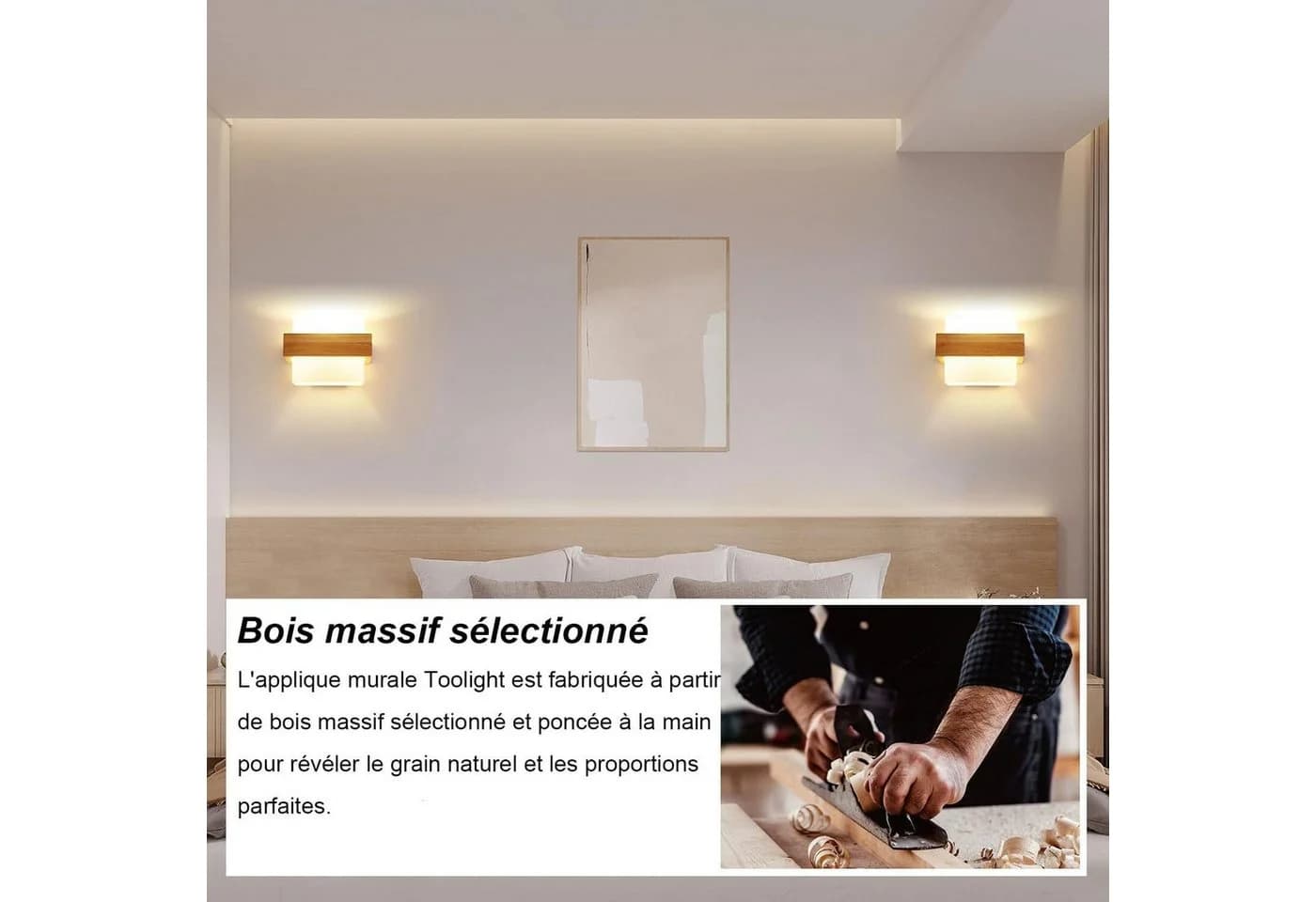 Skandinavische Wandlampe aus Massivholz und Glas - Bild 4