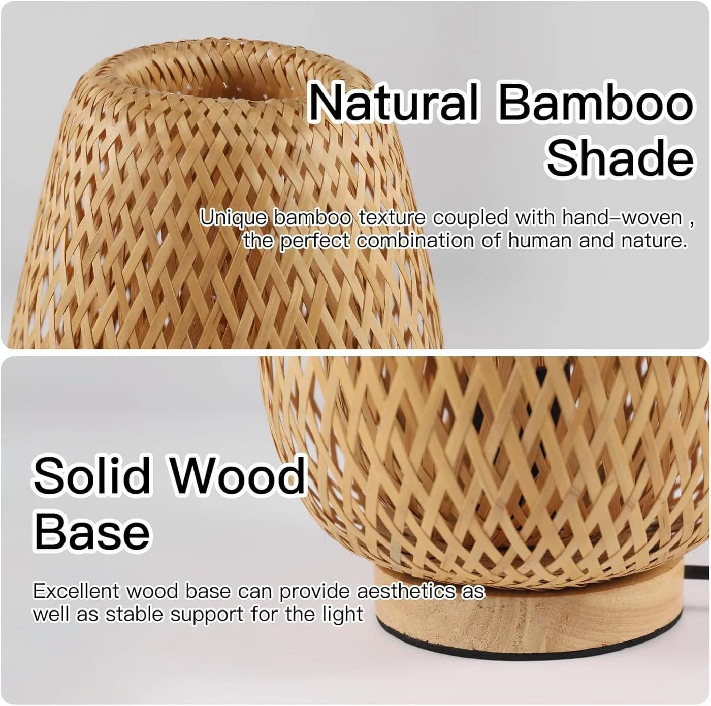 Riserva Tischlampe Rattan Holz E27 mit Schalter - Bild 4