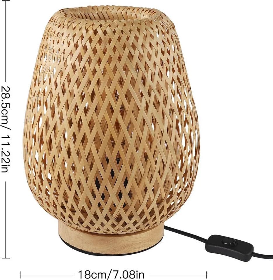 Riserva Tischlampe Rattan Holz E27 mit Schalter - Bild 5