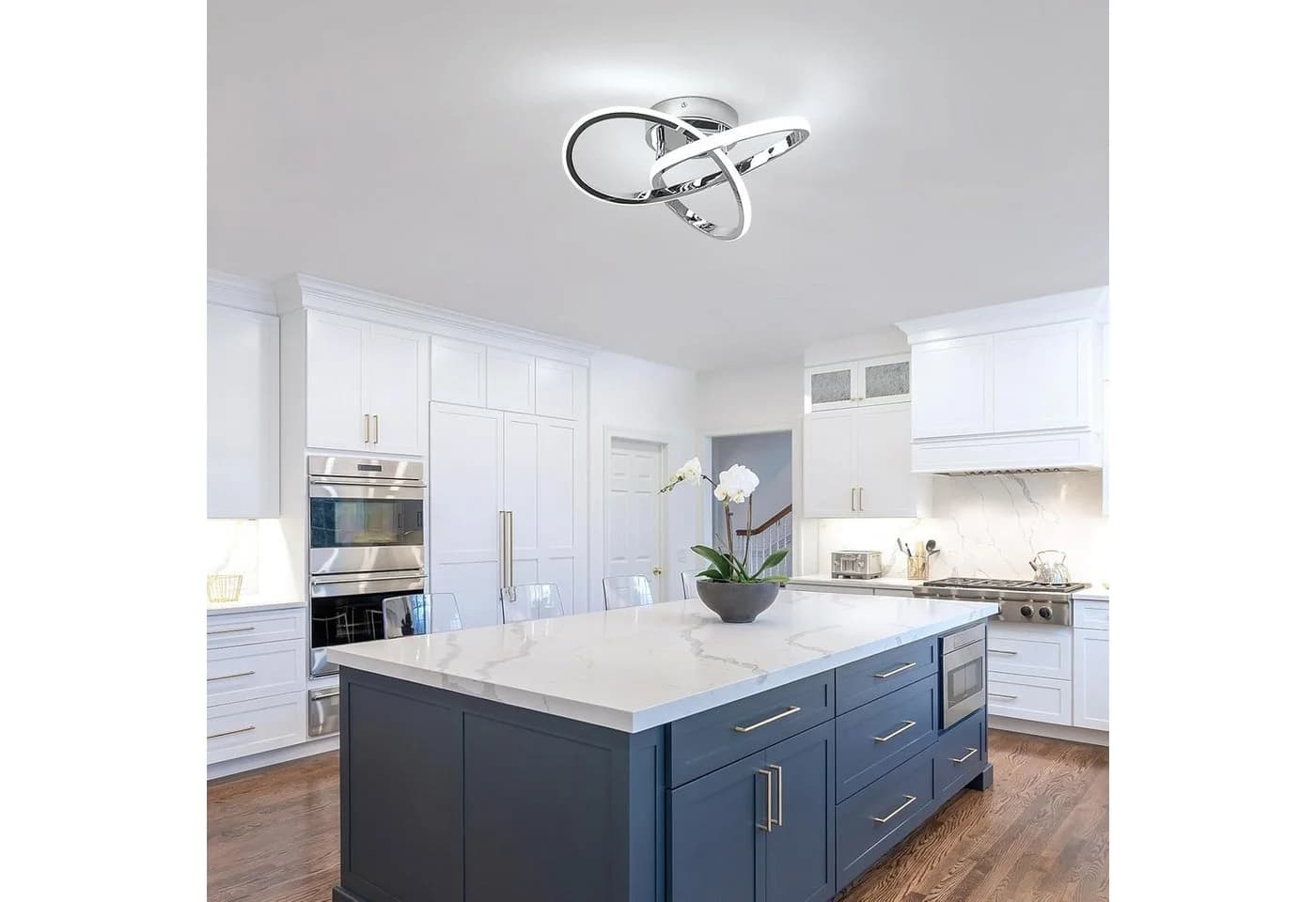 Riserva LED Deckenleuchte Chrom 30W 6500K Modernes 3-Ring Design - Bild 4