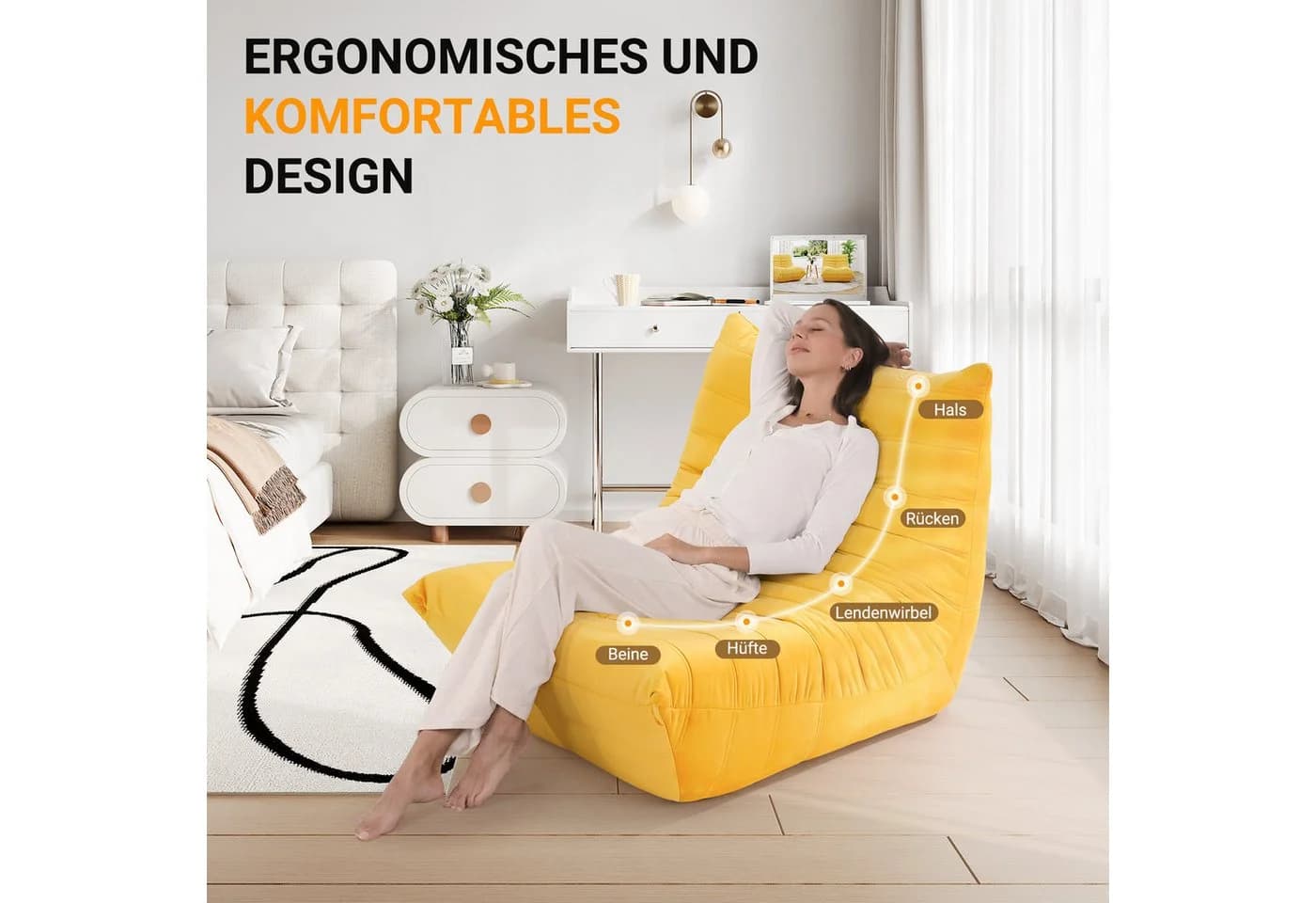 ToteBox Loungesofa Wildleder Lesesessel XXL Gelb - Bild 3