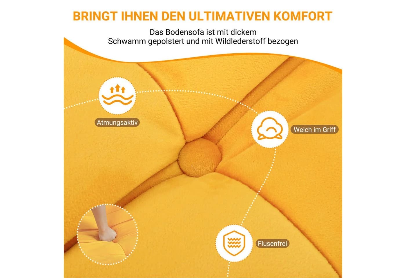 ToteBox Loungesofa Wildleder Lesesessel XXL Gelb - Bild 4