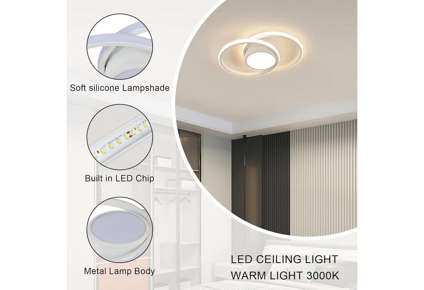 Riserva LED Deckenleuchte Rund Weiß Bogenförmig - Bild 4