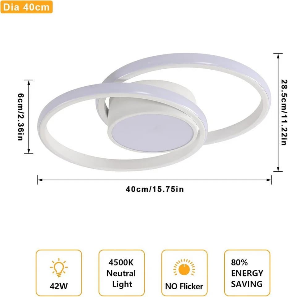 Riserva LED Deckenleuchte Weiß 42W 4500K Doppelring modern - Bild 5