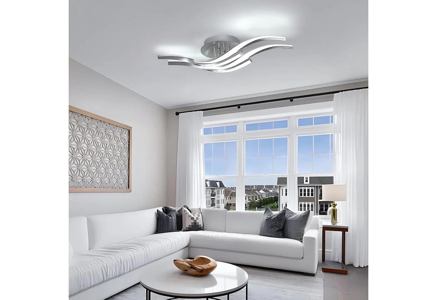 Riserva Deckenleuchte 4er-Set Silber 32W LED Aluminium Design