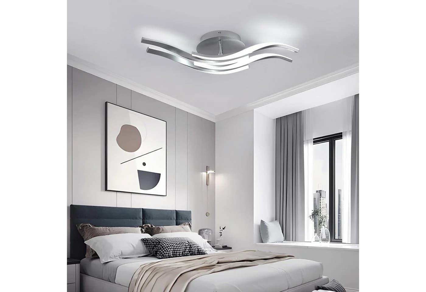 Riserva Deckenleuchte 4er-Set Silber 32W LED Aluminium Design - Bild 3