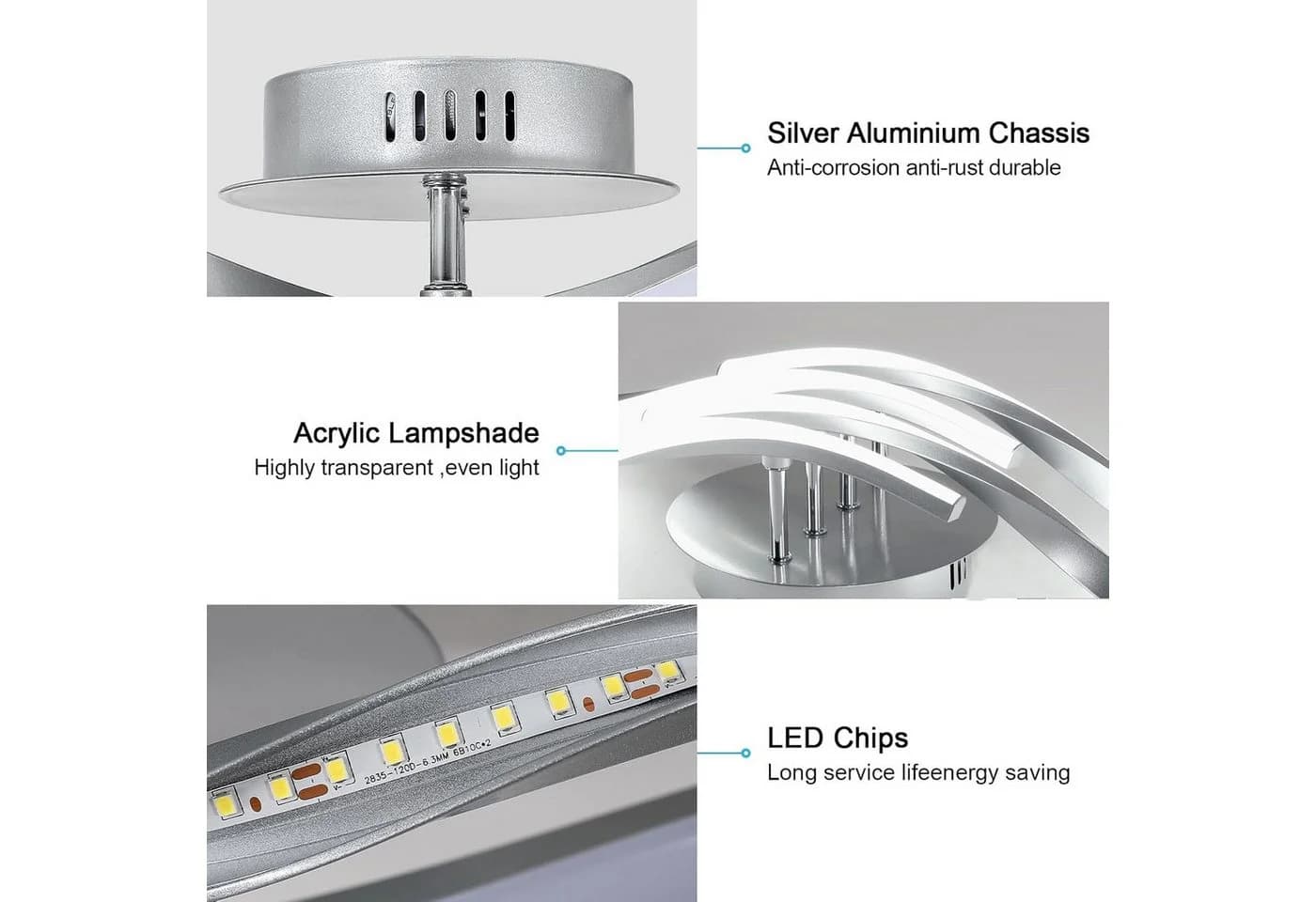 Riserva Deckenleuchte 4er-Set Silber 32W LED Aluminium Design - Bild 5