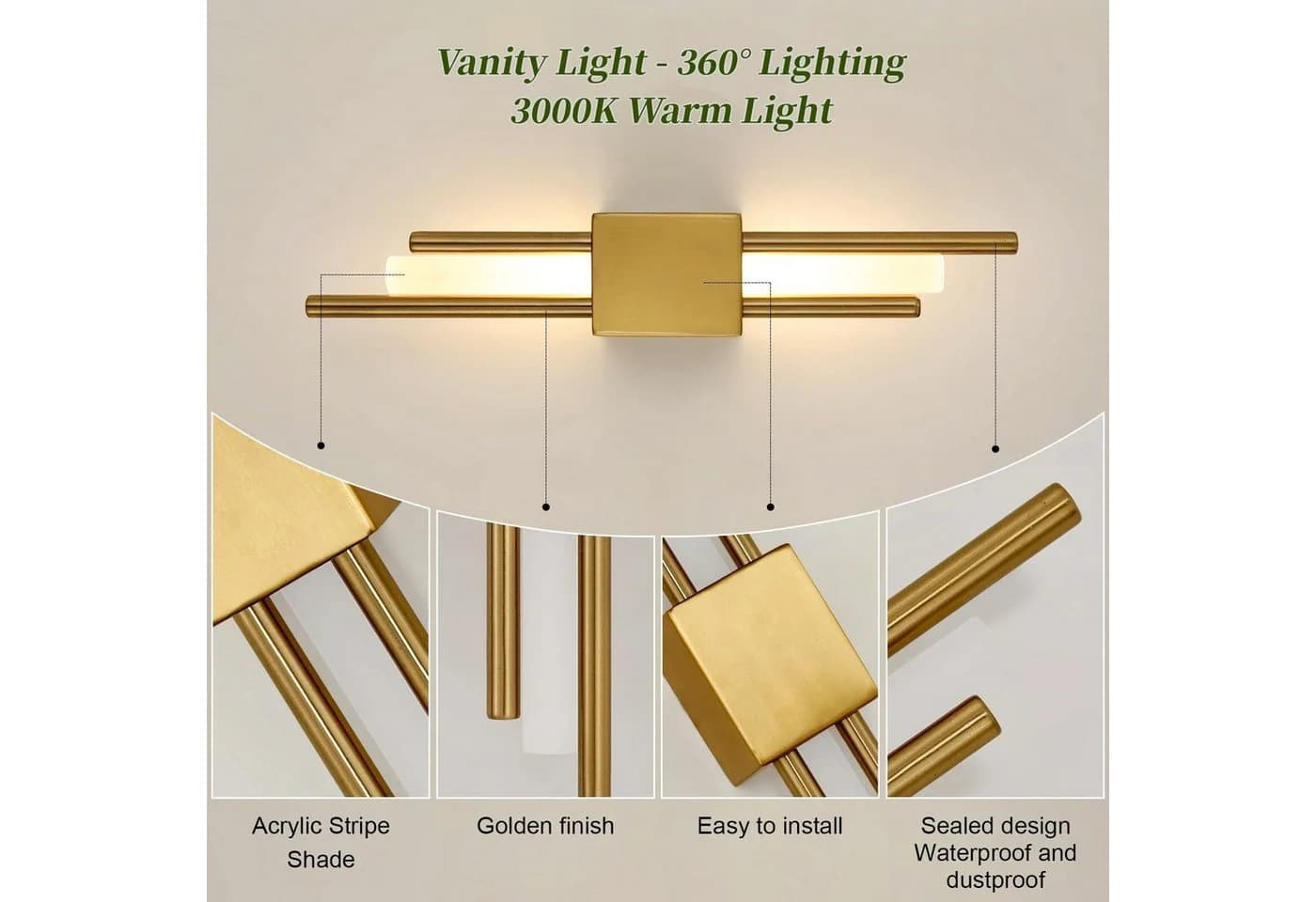 Riserva Wandleuchte Goldene LED Wandleuchte 40cm - Bild 4