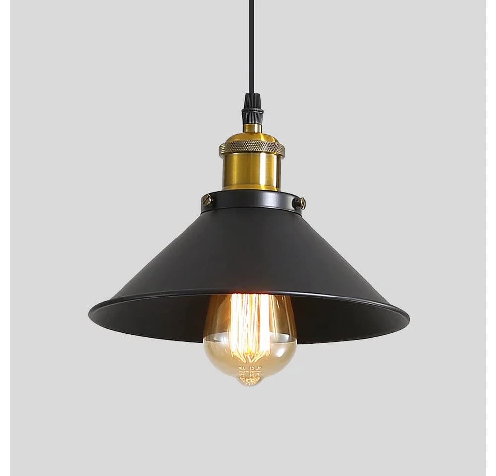 Riserva Hängeleuchte Retro Schwarz-Gold E27 Pendellampe - Bild 2