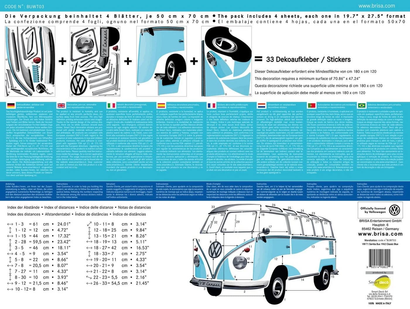 VW Collection by BRISA Wandtattoo VW T1 Bulli-Design - Bild 3