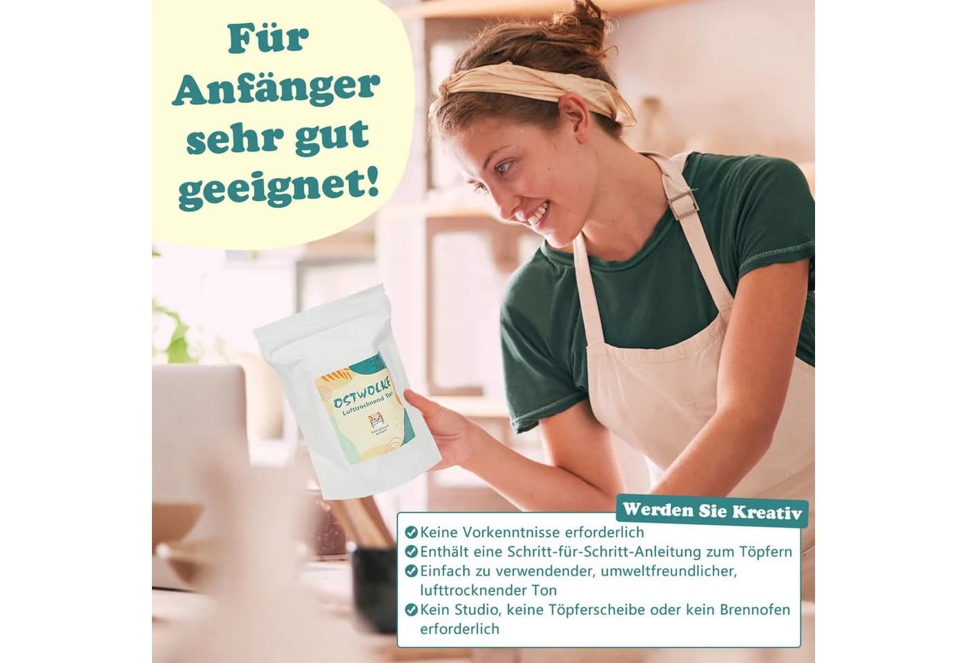 OSTWOLKE DIY Töpferset Lufttrocknend Bunt - Bild 3