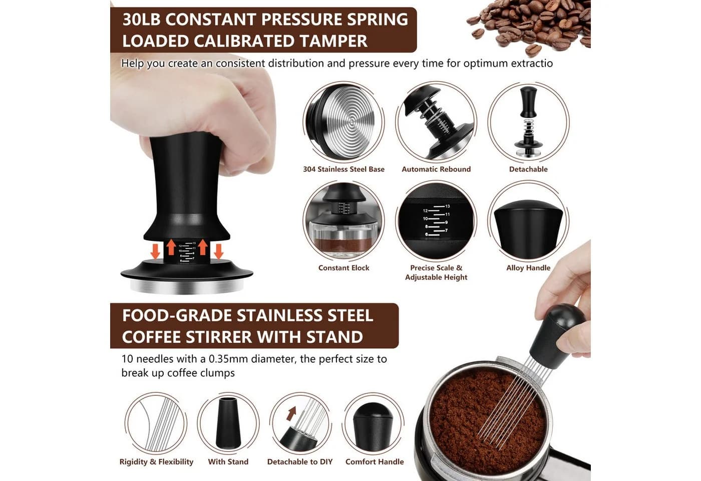 OSTWOLKE Tamper Set 51mm 25-teilig Barista Zubehör Espresso - Bild 3