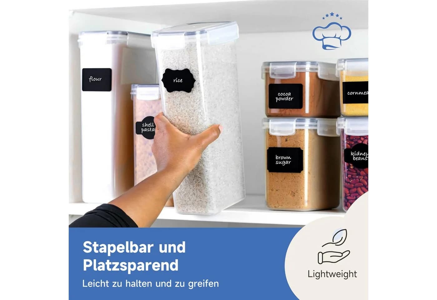 OSTWOLKE Vorratsdose Set Luftdicht Stapelbar PP Kunststoff - Bild 3