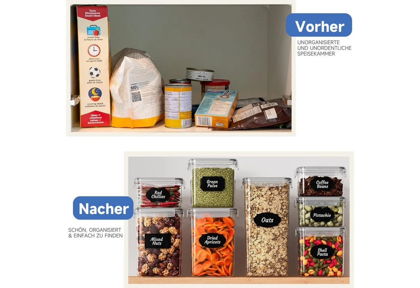 OSTWOLKE Vorratsdose Set Luftdicht Stapelbar PP Kunststoff - Bild 4