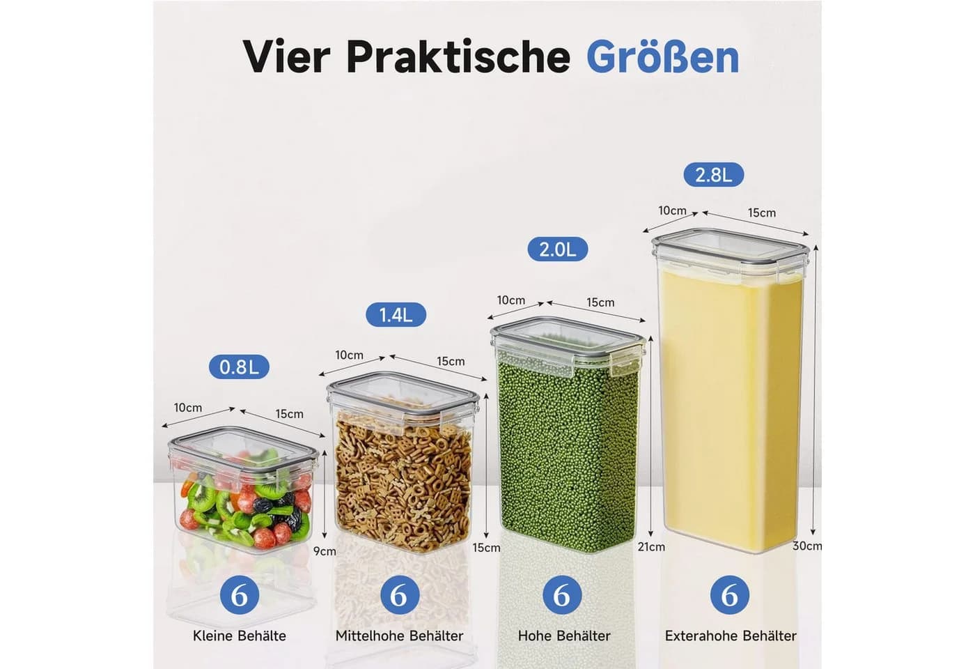 OSTWOLKE Vorratsdose Set Luftdicht Stapelbar PP Kunststoff - Bild 5