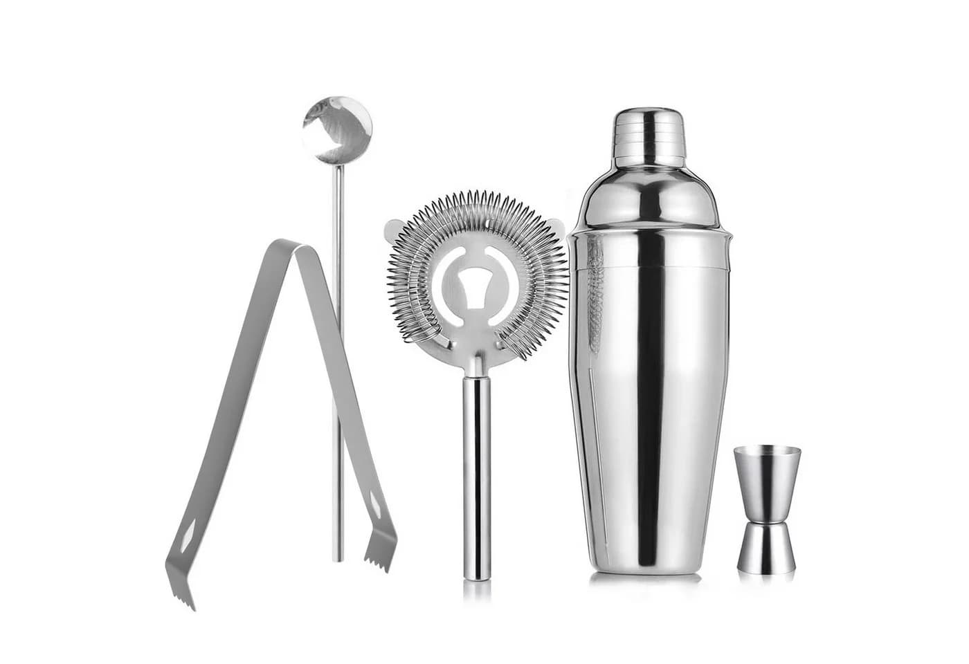 OSTWOLKE Cocktail Shaker Set 5-tlg. Edelstahl Silber - Bild 2