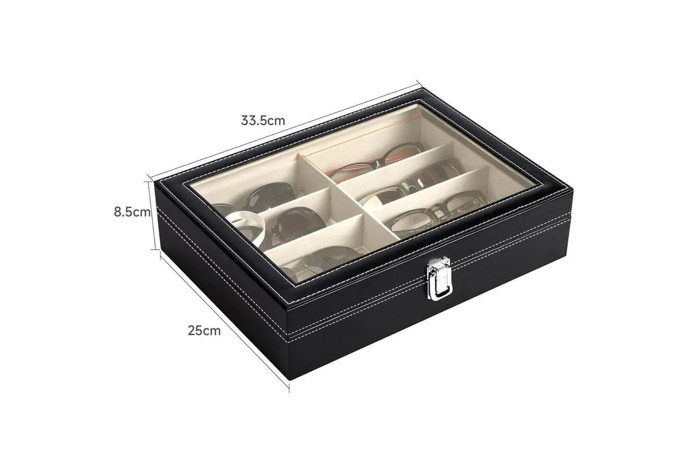 OSTWOLKE Brillenbox 8-Fach Schwarz Kunstleder - Bild 3