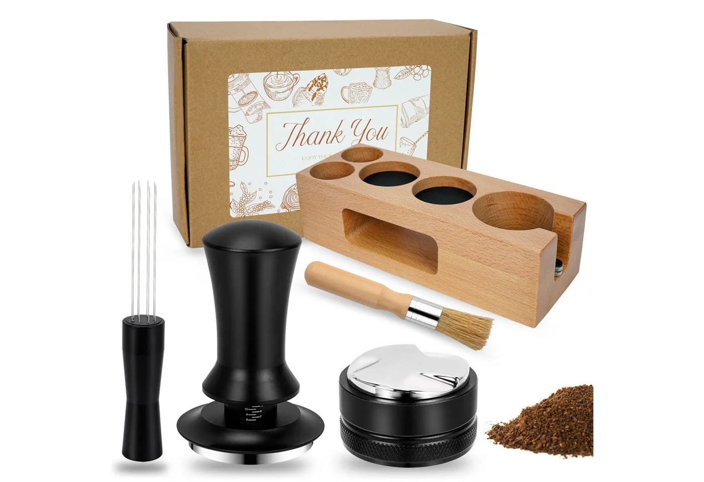 OSTWOLKE Tamperstation 51mm Espresso Tamper Set mit Holzstation - Bild 2