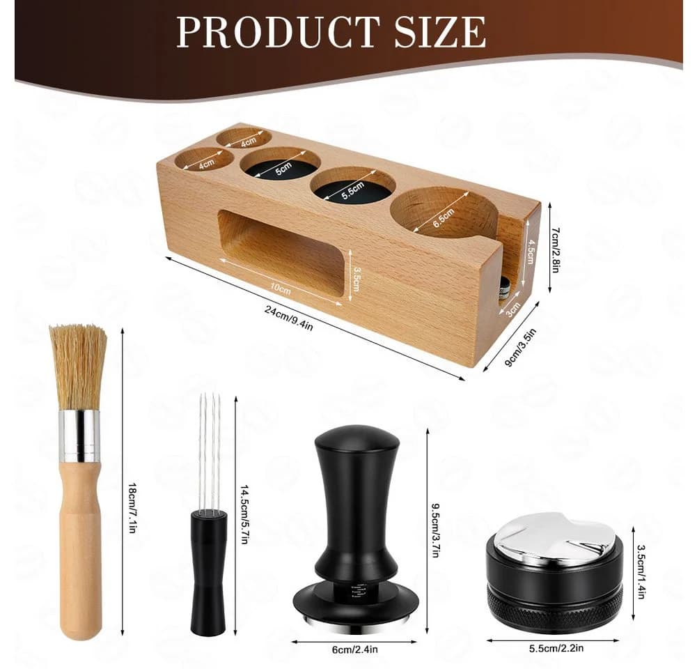 OSTWOLKE Tamperstation 51mm Espresso Tamper Set mit Holzstation - Bild 3