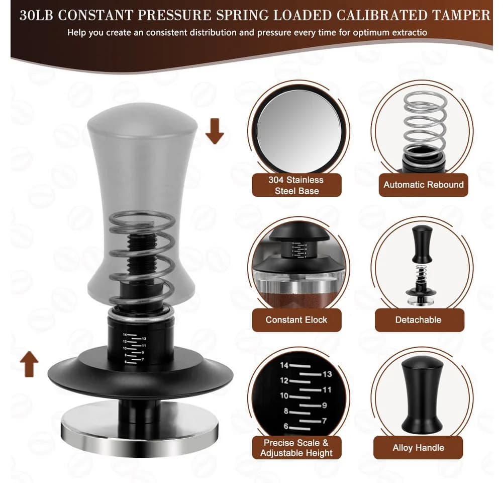 OSTWOLKE Tamperstation 51mm Espresso Tamper Set mit Holzstation - Bild 4