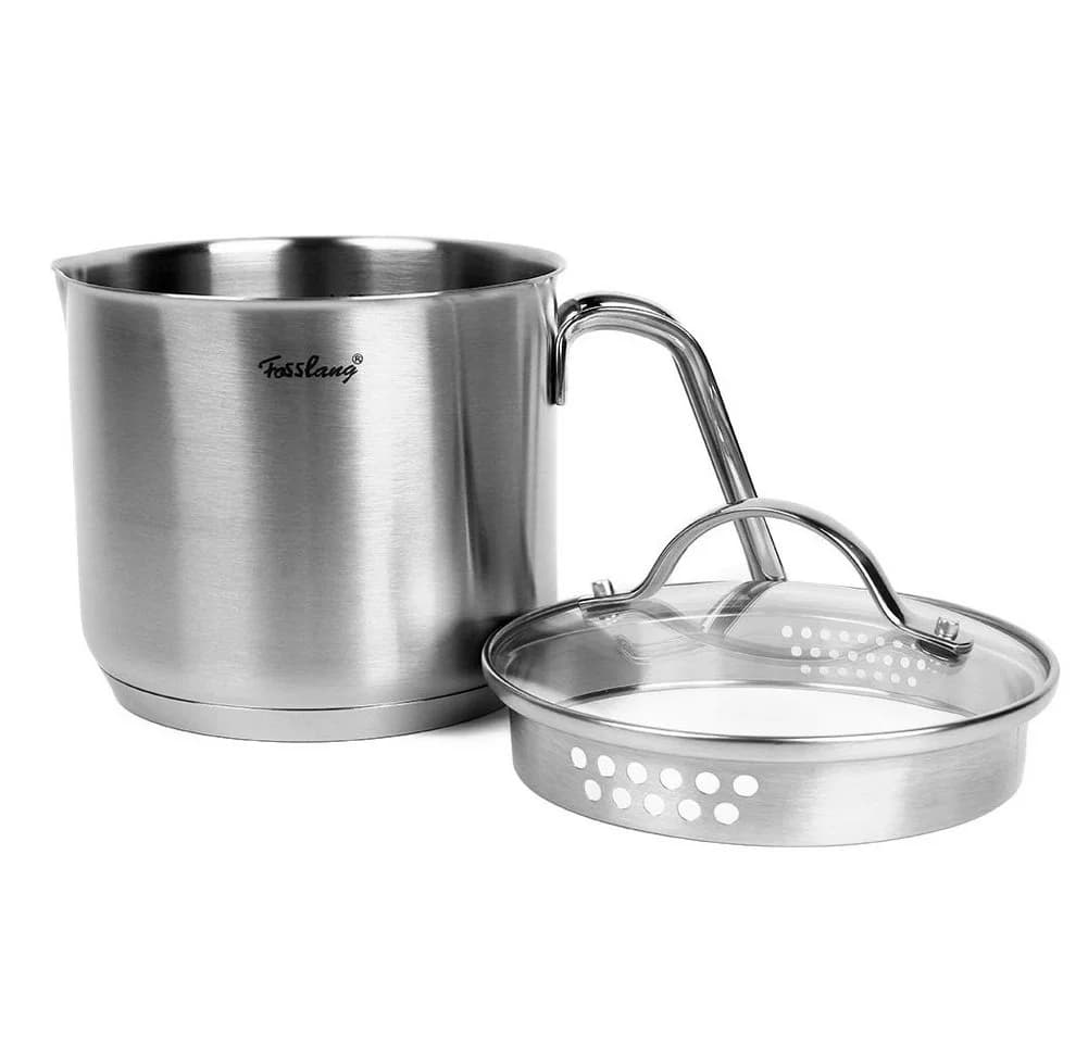 OSTWOLKE Milchtopf 1,5L mit Deckel Edelstahl 18/10 Induktion
