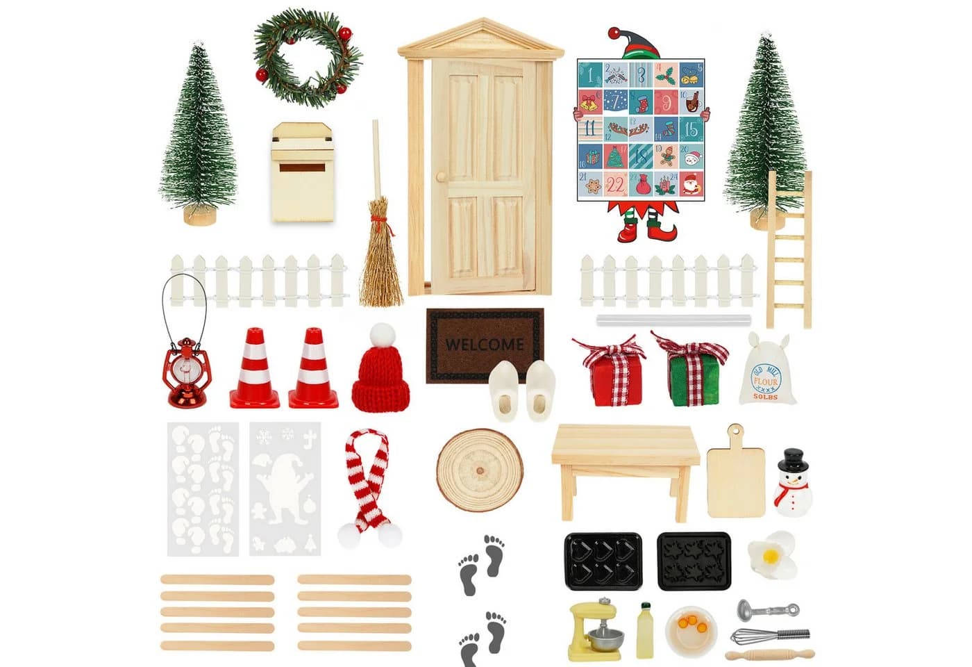 Wichtel Set aus Holz mit Pinseln und Farben