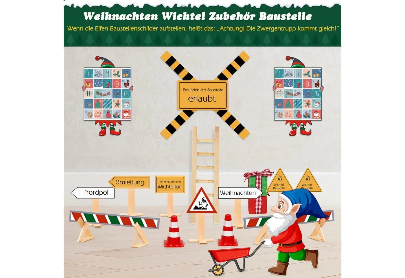 Wichtel Set aus Holz mit Pinseln und Farben - Bild 3