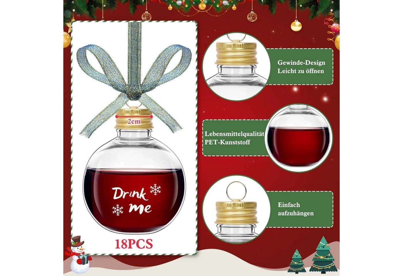 OSTWOLKE 30x Weihnachtsbaumkugeln Durchsichtig DIY Festliche Deko