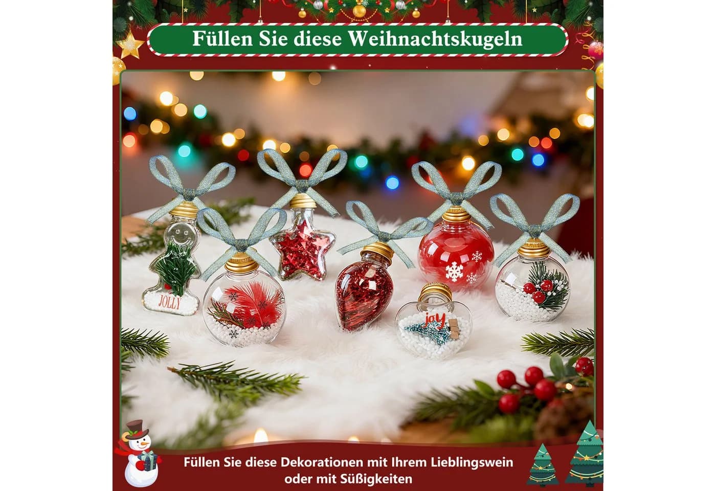 OSTWOLKE 30x Weihnachtsbaumkugeln Durchsichtig DIY Festliche Deko - Bild 5