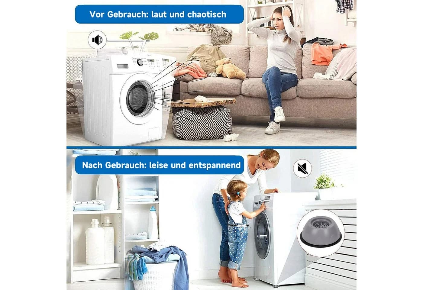 OSTWOLKE Vibrationsdämpfer 4-St. Rutschfest Anti Vibration für Waschmaschine Trockner Kühlschrank - Bild 3