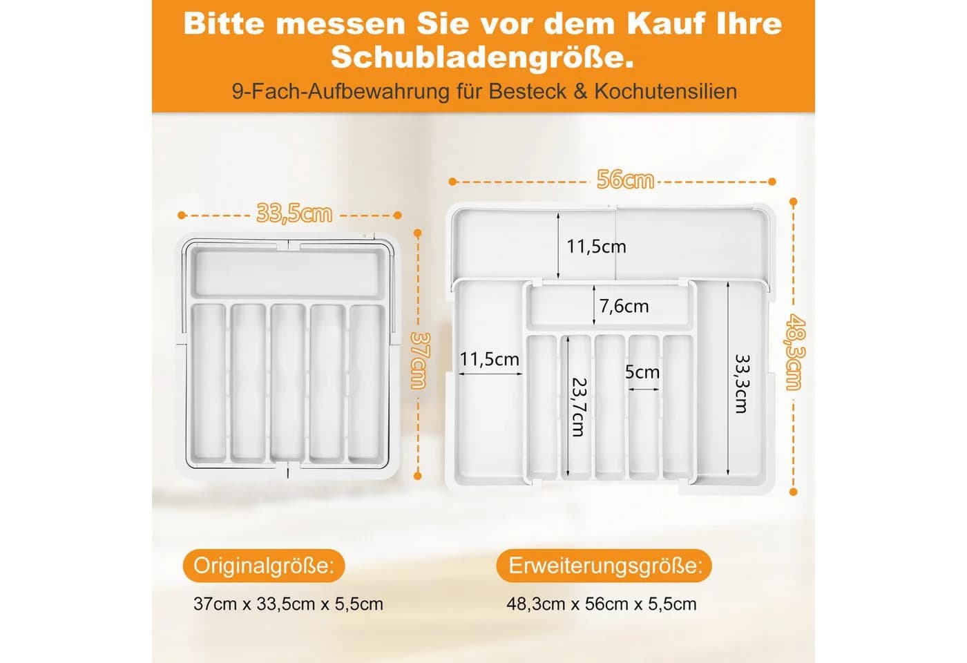 OSTWOLKE Besteckeinsatz Erweiterbar Weiß für Schubladen - Bild 4