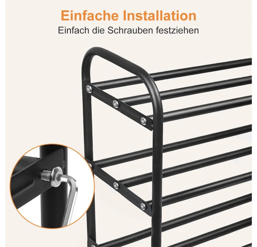 OSTWOLKE Schuhregal Expandable 3 Ebenen Metall Schwarz - Bild 4