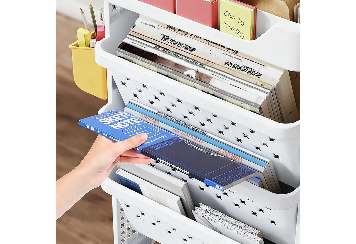 OSTWOLKE Bücherregal mit Rollen 5 Ebenen Kunststoff - Bild 4