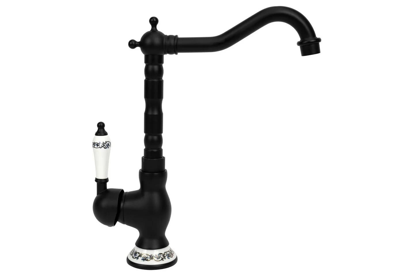 OSTWOLKE Waschtischarmatur Retro Schwarz 360° Drehbar Einlochmontage