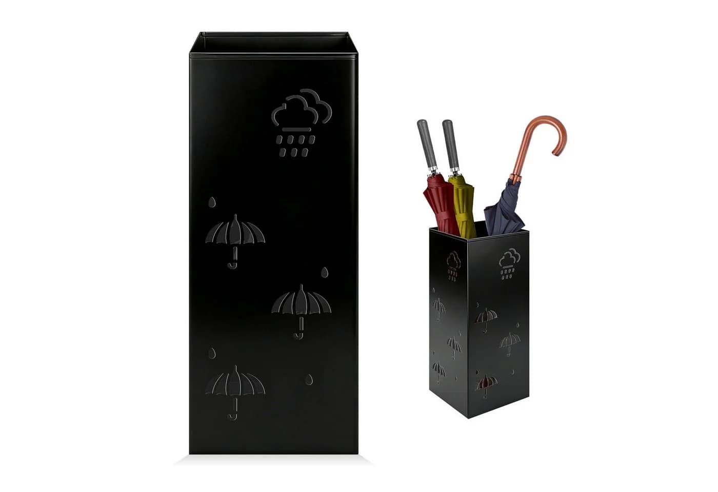OSTWOLKE Schirmständer Metall Schwarz Weiß Regenschirmhalter - Bild 2