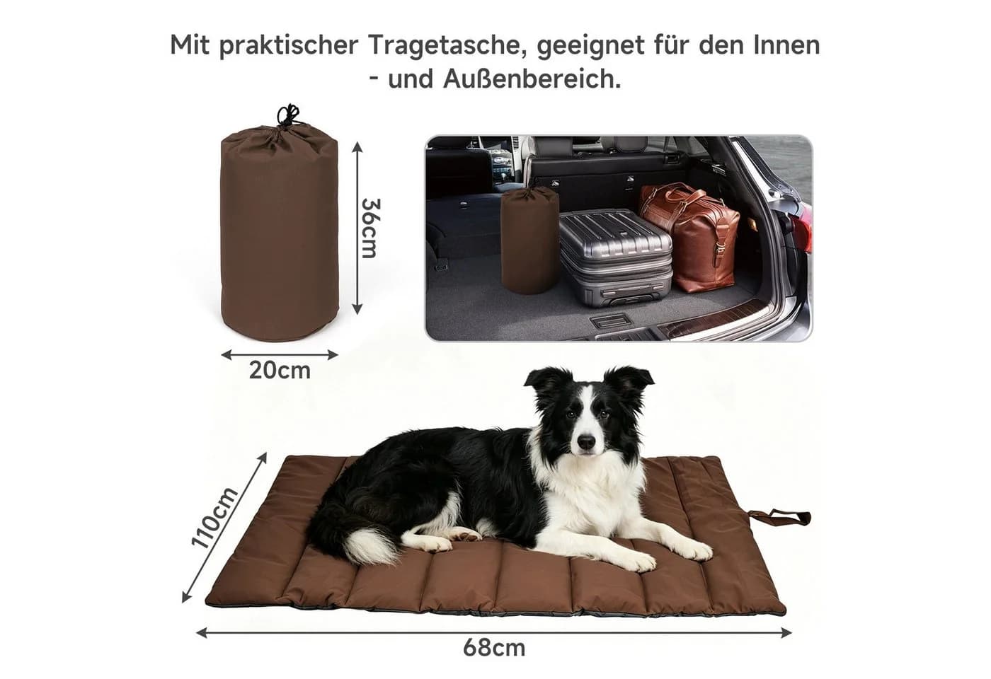 OSTWOLKE Wasserdichte Faltbare Hundematte Braun 110x68 cm - Bild 3