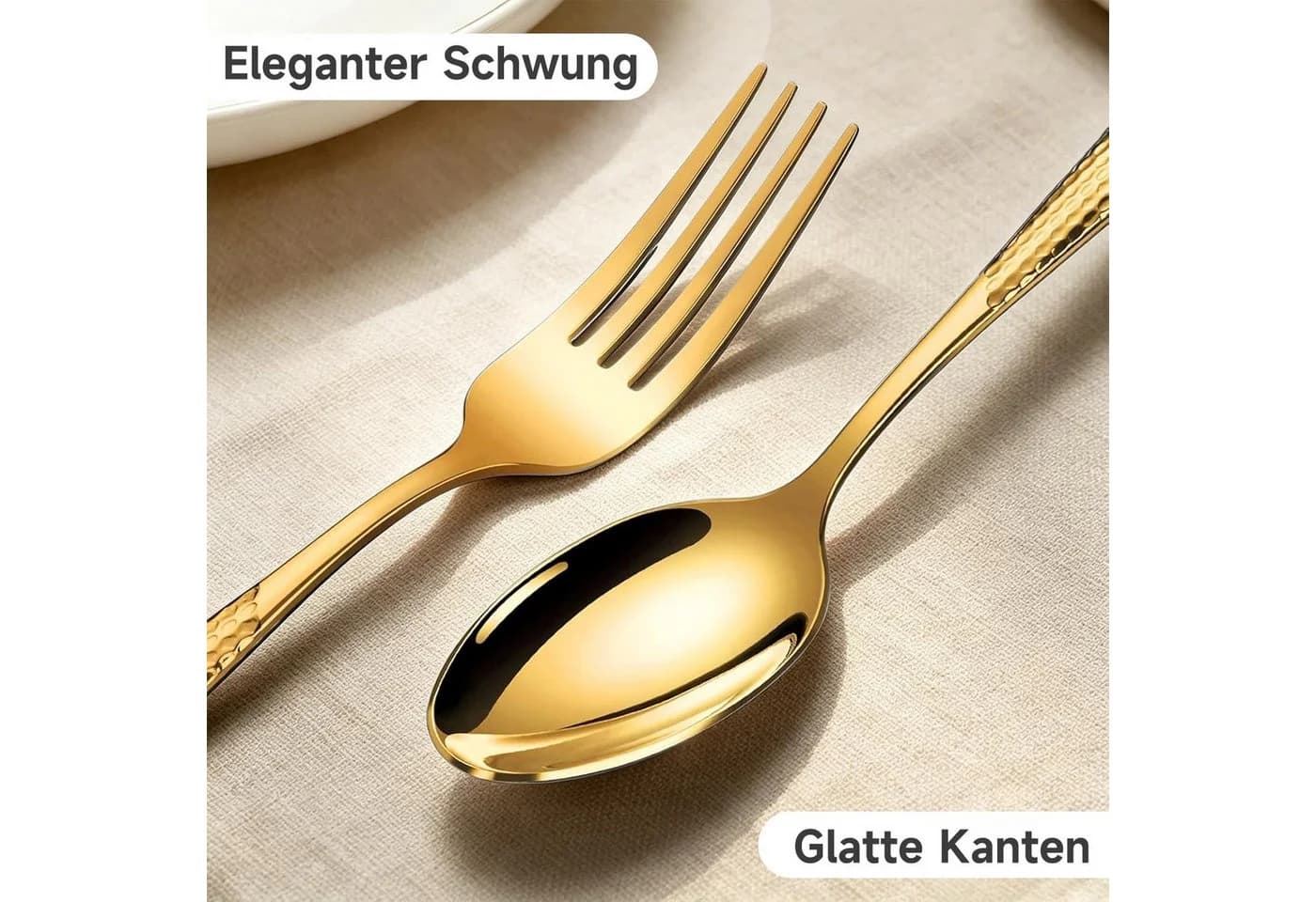 OSTWOLKE Besteck-Set 24-teilig Goldfarben Edelstahl mit Geschenkbox - Bild 3