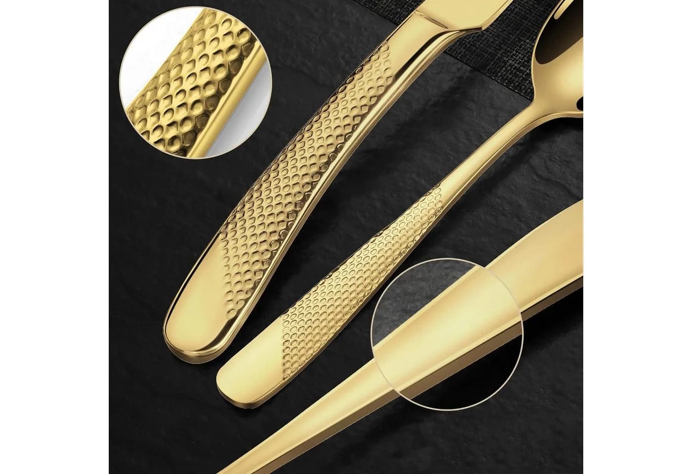 OSTWOLKE Besteck-Set 24-teilig Goldfarben Edelstahl mit Geschenkbox - Bild 5