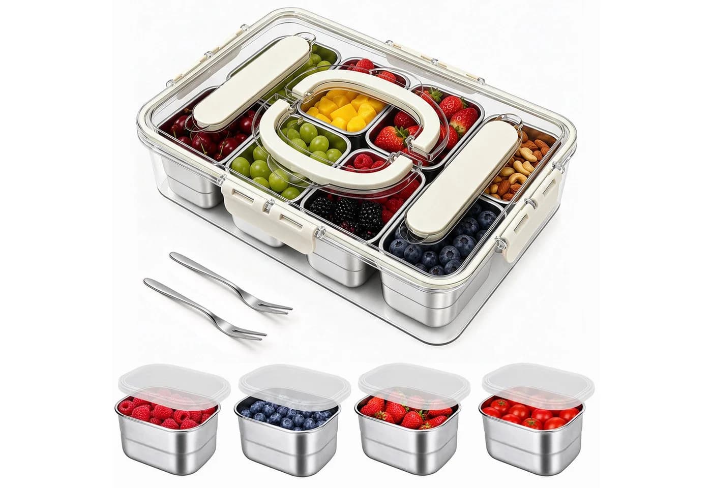 OSTWOLKE Snackbox mit 8 Fächern Edelstahl 304 + PP - Bild 2