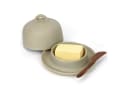 OSTWOLKE Butterdose aus Keramik mit Deckel und Holzbuttermesser Bild 3