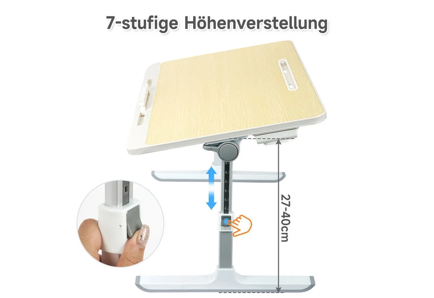 OSTWOLKE Klappbarer Laptoptisch höhenverstellbar beige/weiß - Bild 4