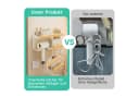 OSTWOLKE Haartrocknerhalter Organizer Ohne Bohren Aluminium Holz Beige Bild 5