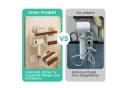 OSTWOLKE Haartrocknerhalter Organizer Braun Aluminium Holz Bild 5