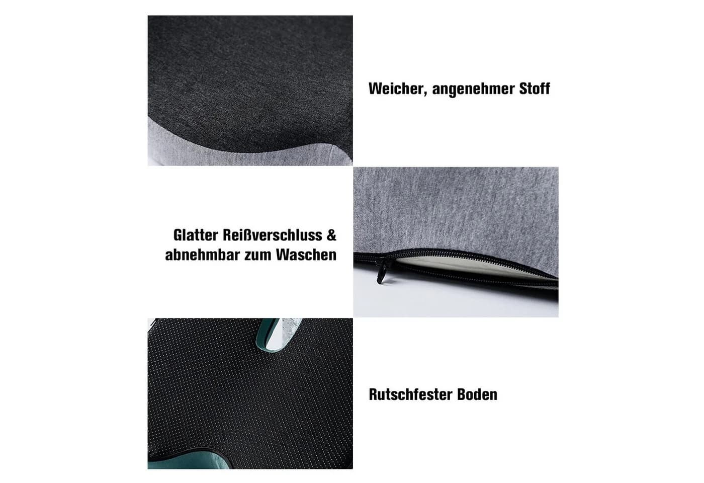 OSTWOLKE Orthopädisches Sitzkissen mit Rückenlehne Memory-Schaum Grau - Bild 5