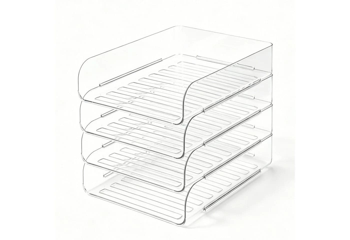 OSTWOLKE Briefablage A4 stapelbar transparent 4 Fächer