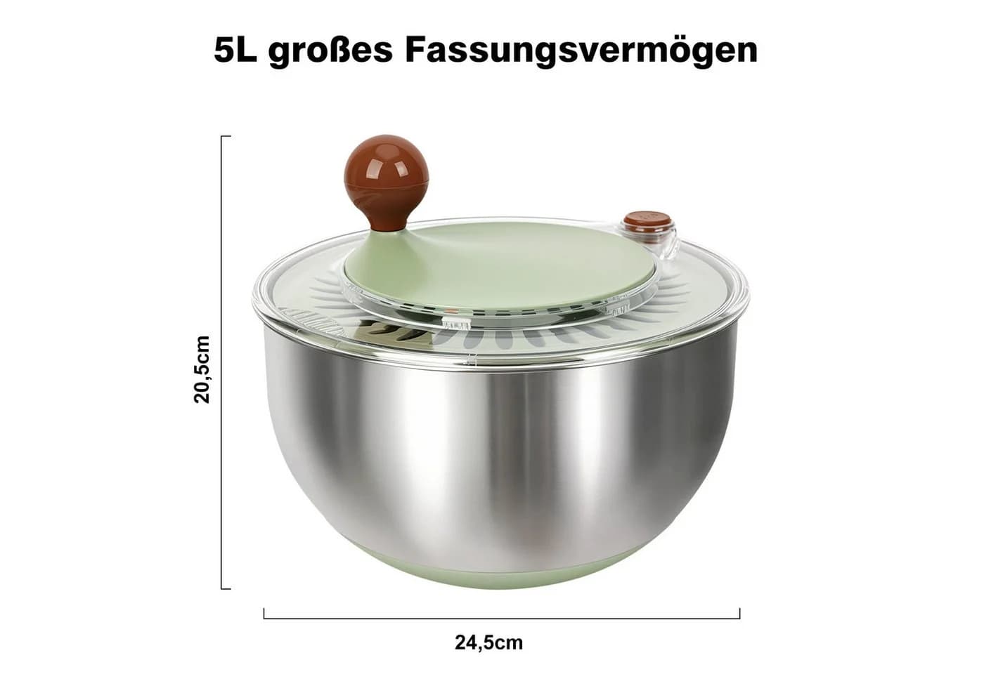 OSTWOLKE Salatschleuder Edelstahl 5L mit Kurbel - Bild 3