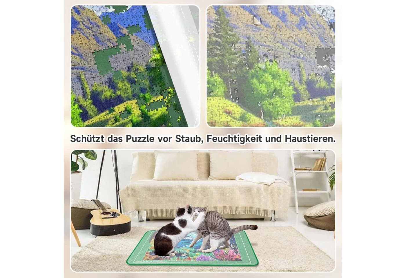 OSTWOLKE Puzzlebrett mit Ständer & Abdeckung Grau Schwarz - Bild 5